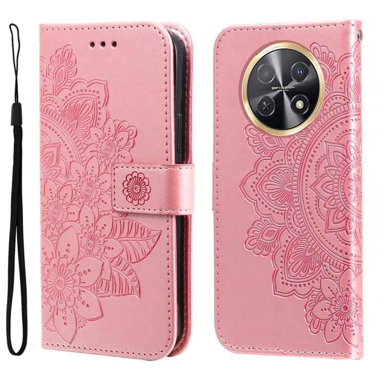 Seven-petal Flowers Embossing Leather Phone Case, For Huawei nova 11 SE, For Huawei nova 12 Pro, For Huawei Mate 60, For Huawei Mate 60 Pro, For Huawei Enjoy 60X, For Huawei nova 11 Pro, For Huawei nova 11