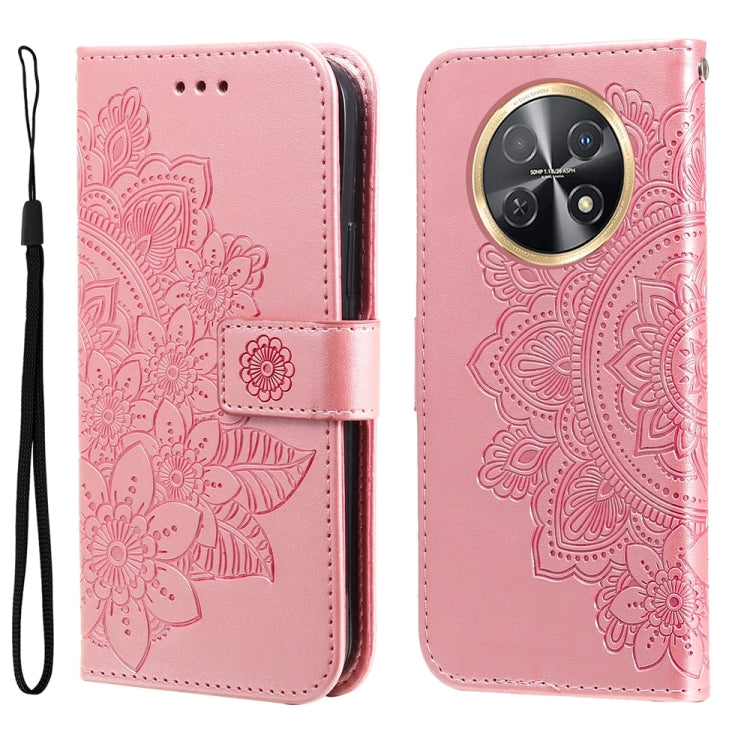 Seven-petal Flowers Embossing Leather Phone Case, For Huawei Enjoy 60X, For Huawei nova 11 Pro, For Huawei nova 11