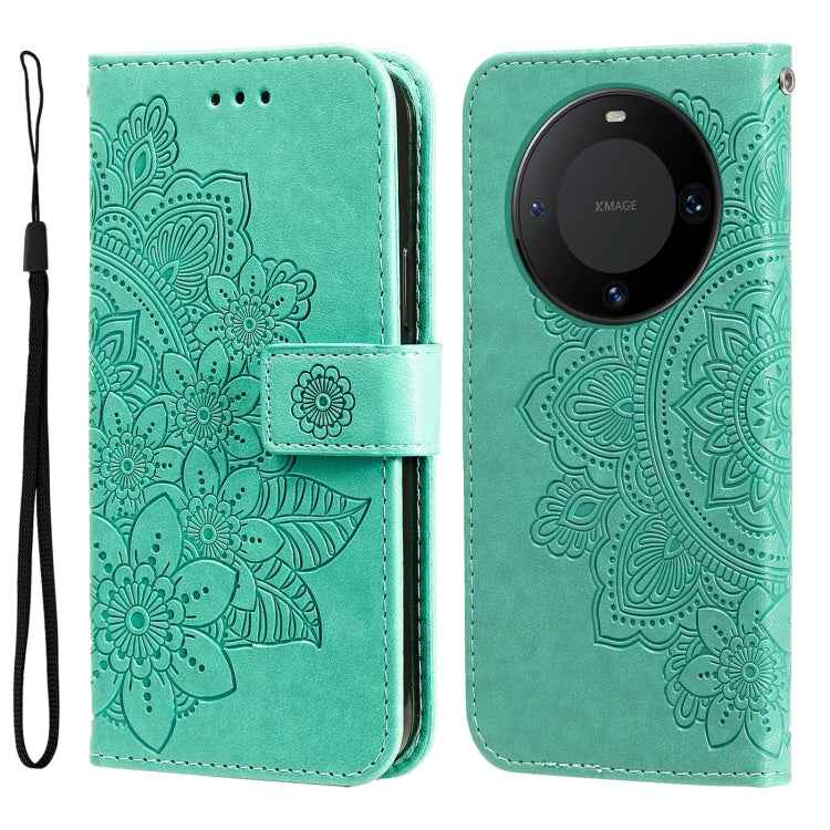 Seven-petal Flowers Embossing Leather Phone Case, For Huawei nova 11 SE, For Huawei nova 12 Pro, For Huawei Mate 60, For Huawei Mate 60 Pro, For Huawei Enjoy 60X, For Huawei nova 11 Pro, For Huawei nova 11