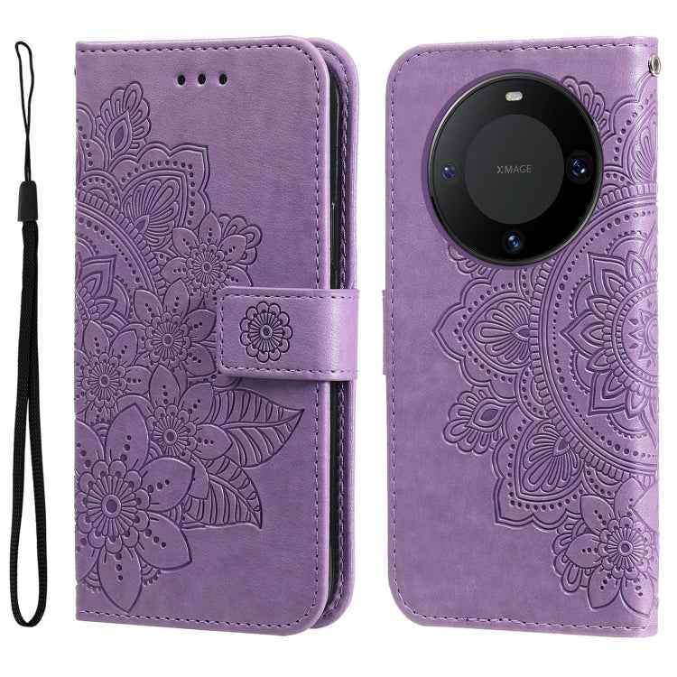 Seven-petal Flowers Embossing Leather Phone Case, For Huawei nova 11 SE, For Huawei nova 12 Pro, For Huawei Mate 60, For Huawei Mate 60 Pro, For Huawei Enjoy 60X, For Huawei nova 11 Pro, For Huawei nova 11