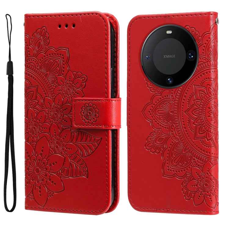 Seven-petal Flowers Embossing Leather Phone Case, For Huawei nova 11 SE, For Huawei nova 12 Pro, For Huawei Mate 60, For Huawei Mate 60 Pro, For Huawei Enjoy 60X, For Huawei nova 11 Pro, For Huawei nova 11