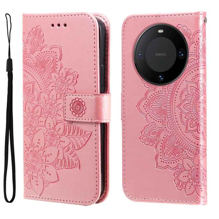 Seven-petal Flowers Embossing Leather Phone Case, For Huawei nova 11 SE, For Huawei nova 12 Pro, For Huawei Mate 60, For Huawei Mate 60 Pro, For Huawei Enjoy 60X, For Huawei nova 11 Pro, For Huawei nova 11