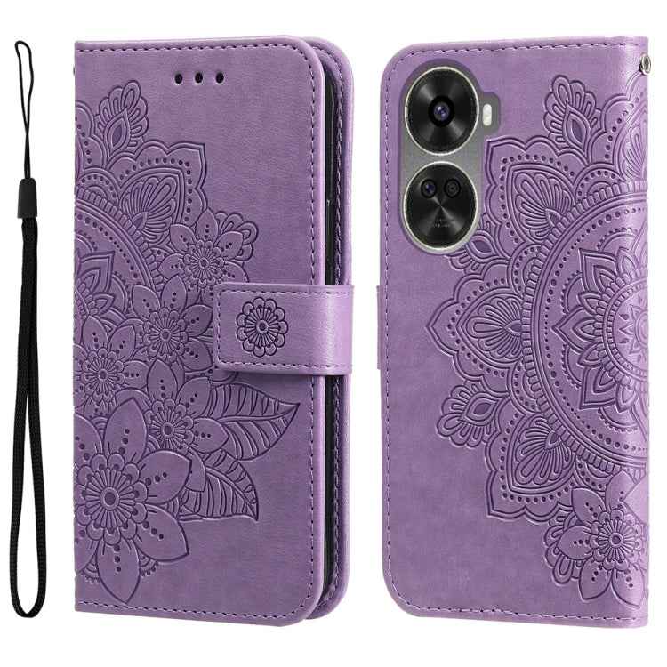 Seven-petal Flowers Embossing Leather Phone Case, For Huawei nova 11 SE, For Huawei nova 12 Pro, For Huawei Mate 60, For Huawei Mate 60 Pro, For Huawei Enjoy 60X, For Huawei nova 11 Pro, For Huawei nova 11