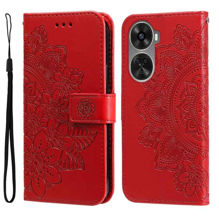 Seven-petal Flowers Embossing Leather Phone Case, For Huawei nova 11 SE, For Huawei nova 12 Pro, For Huawei Mate 60, For Huawei Mate 60 Pro, For Huawei Enjoy 60X, For Huawei nova 11 Pro, For Huawei nova 11