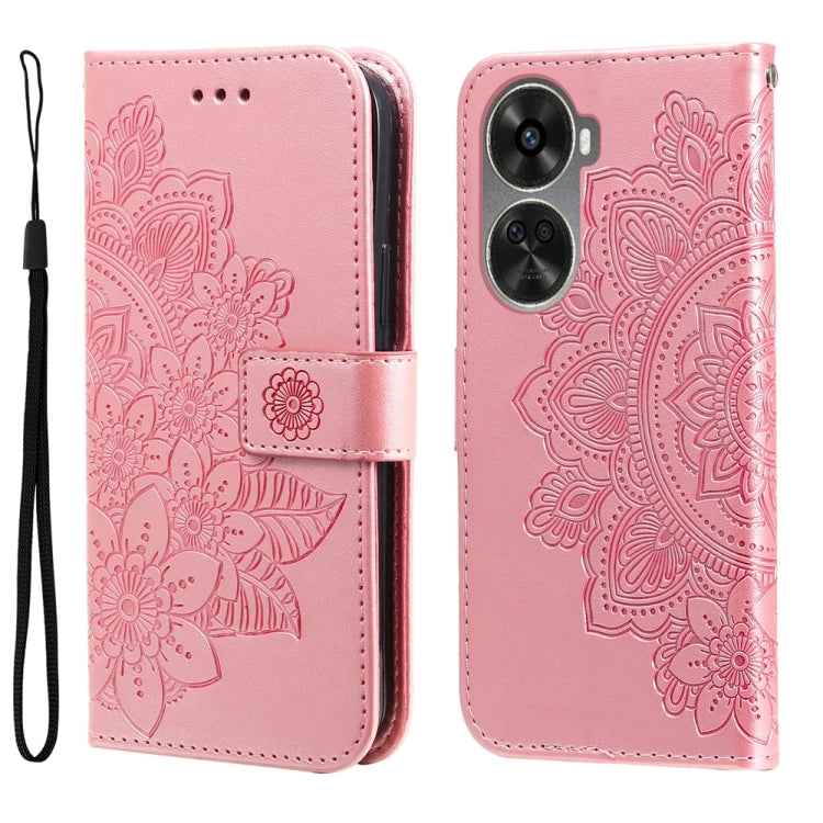 Seven-petal Flowers Embossing Leather Phone Case, For Huawei nova 11 SE, For Huawei nova 12 Pro, For Huawei Mate 60, For Huawei Mate 60 Pro, For Huawei Enjoy 60X, For Huawei nova 11 Pro, For Huawei nova 11