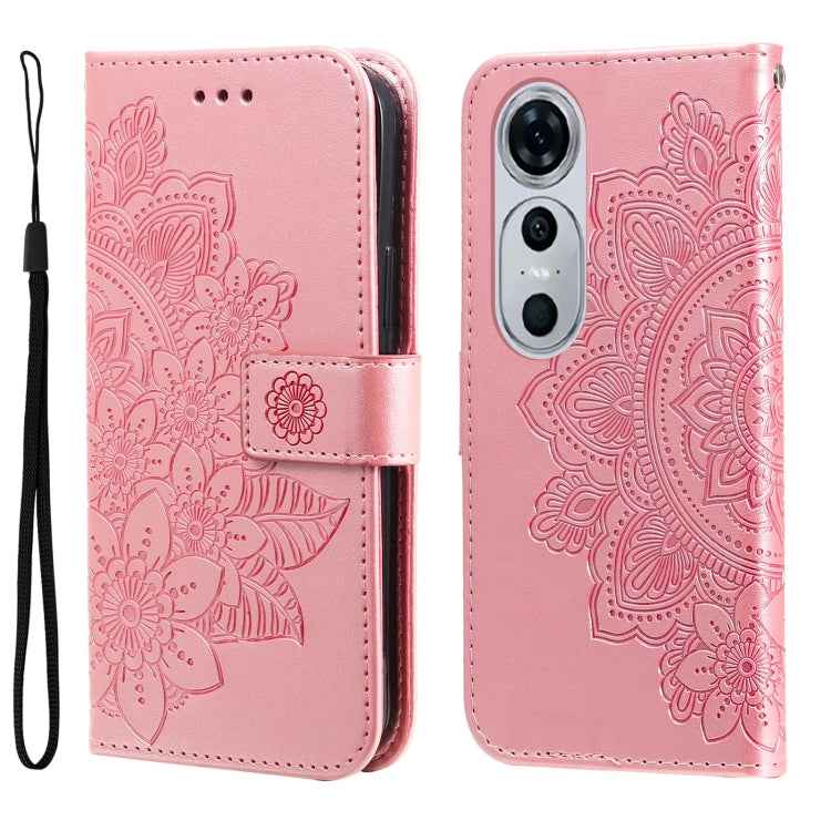 Seven-petal Flowers Embossing Leather Phone Case, For Huawei nova 11 SE, For Huawei nova 12 Pro, For Huawei Mate 60, For Huawei Mate 60 Pro, For Huawei Enjoy 60X, For Huawei nova 11 Pro, For Huawei nova 11