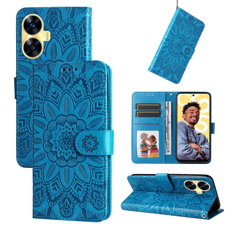 Embossed Sunflower Leather Phone Case, For Realme C65 4G, For Realme C55, For Realme GT Neo 5 5G / GT3