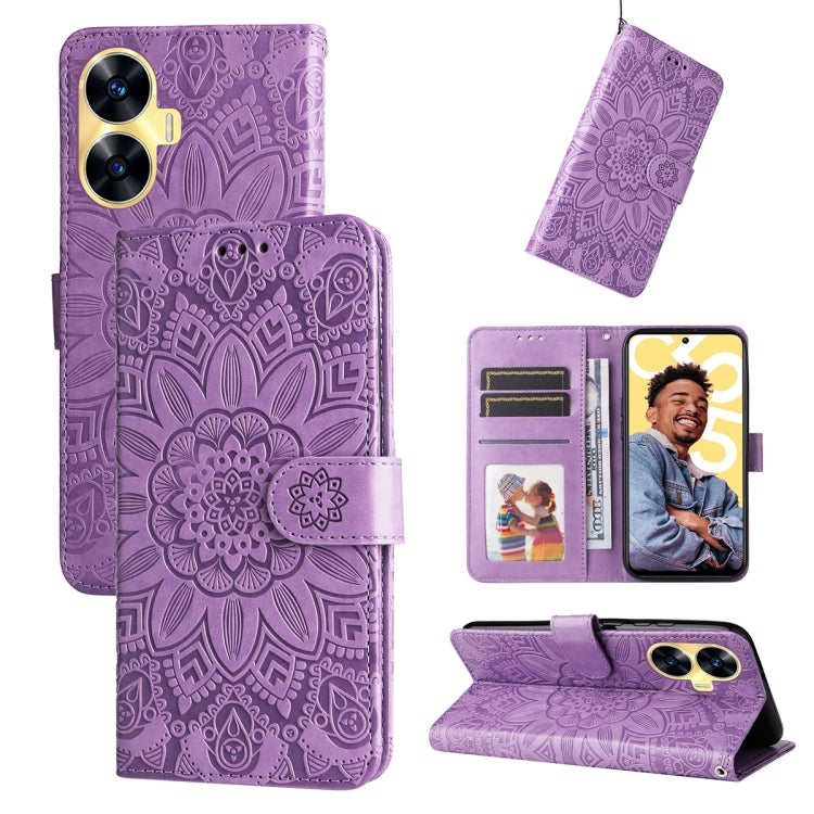 Embossed Sunflower Leather Phone Case, For Realme C65 4G, For Realme C55, For Realme GT Neo 5 5G / GT3