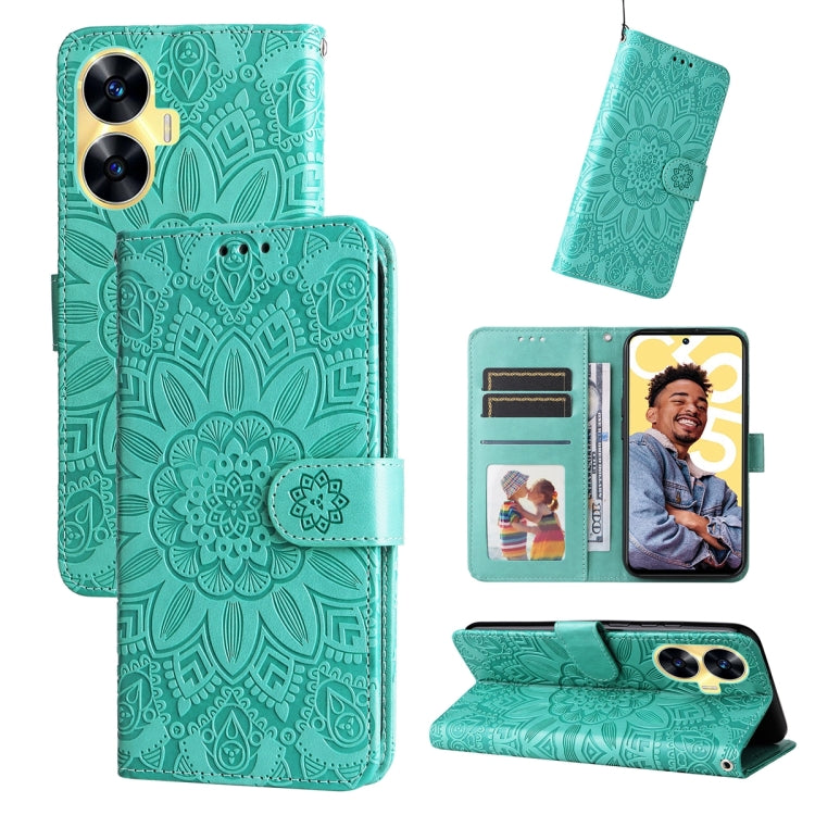 Embossed Sunflower Leather Phone Case, For Realme C65 4G, For Realme C55, For Realme GT Neo 5 5G / GT3