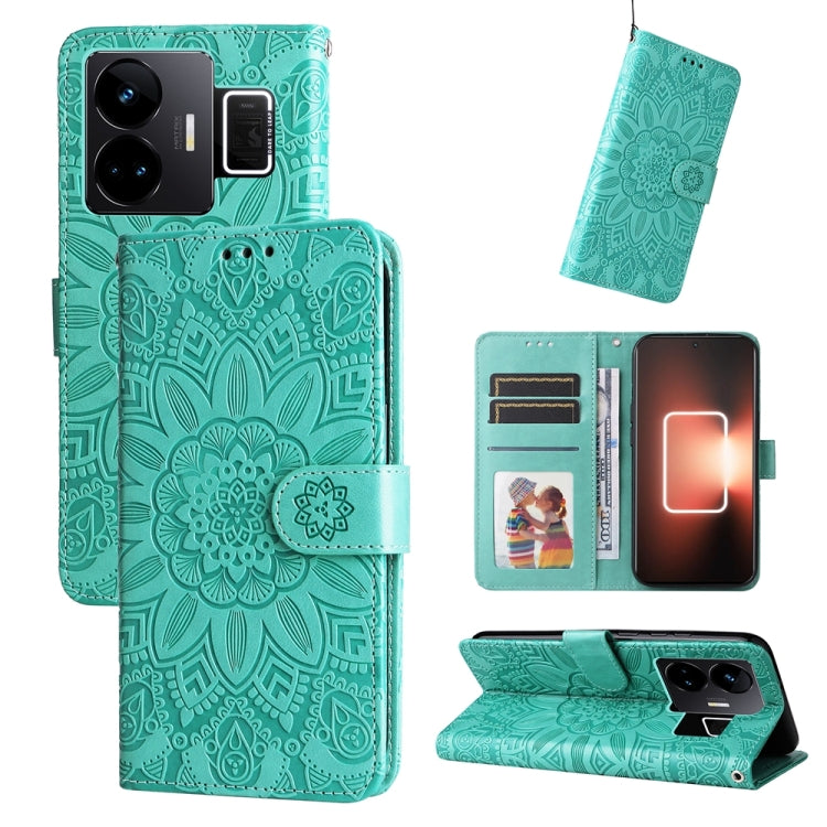 Embossed Sunflower Leather Phone Case, For Realme C65 4G, For Realme C55, For Realme GT Neo 5 5G / GT3