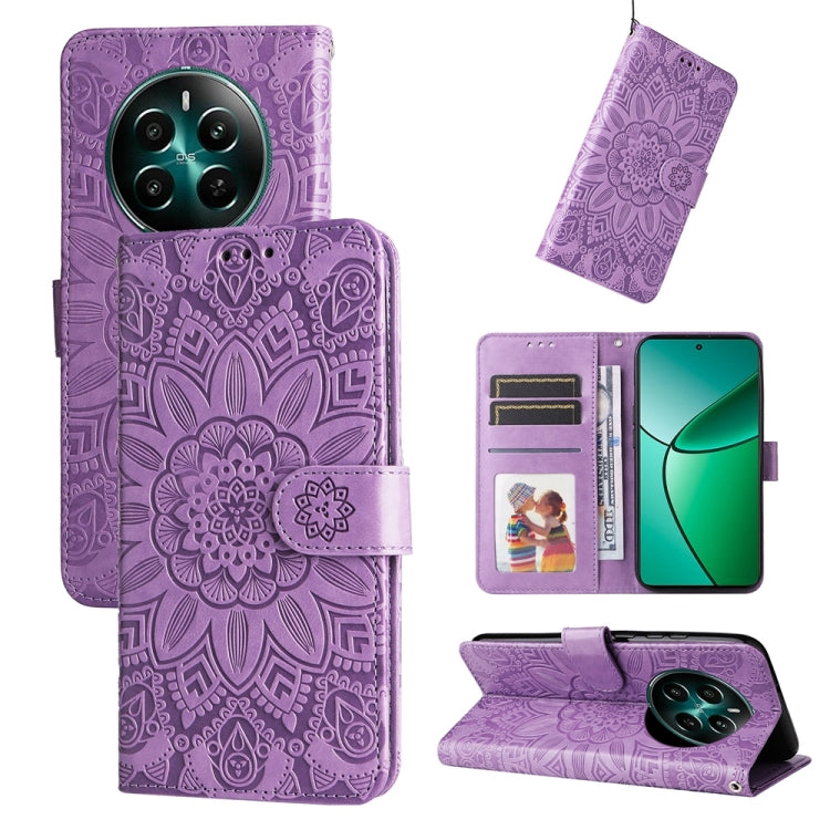 Embossed Sunflower Leather Phone Case, For Realme 14 Pro+ Global, For Realme 14 Pro Global, For Realme GT 7 Pro, For Realme 13+, For Realme 13 Pro / 13 Pro+ / P1 Pro Global, For Realme GT 6 / GT Neo6 SE, For Realme C63 / C61  / Note 60, For Realme 12 5...