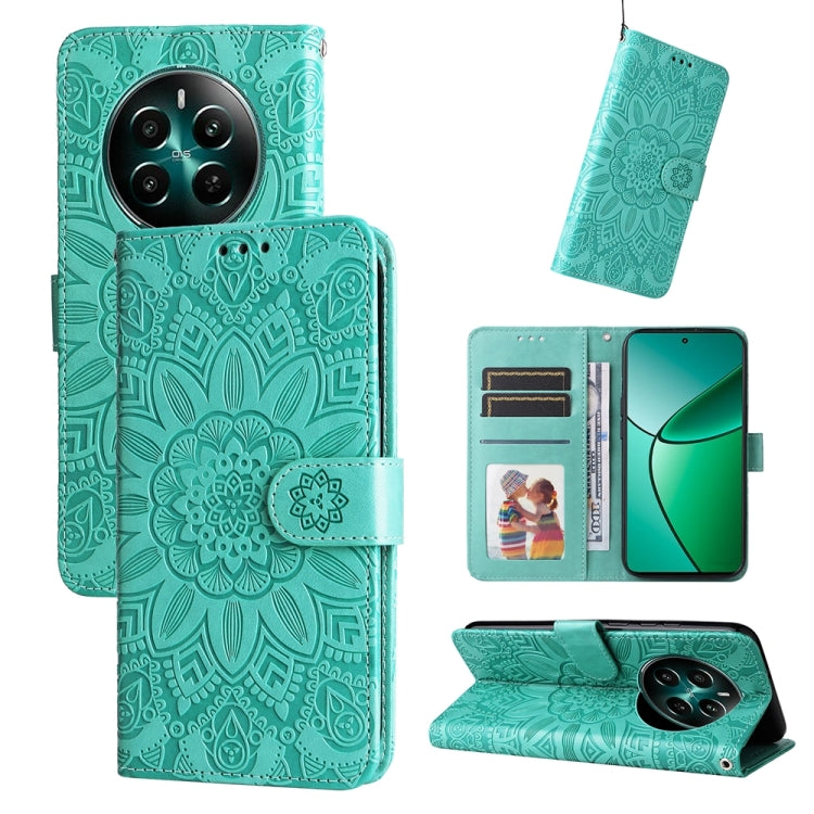 Embossed Sunflower Leather Phone Case, For Realme 14 Pro+ Global, For Realme 14 Pro Global, For Realme GT 7 Pro, For Realme 13+, For Realme 13 Pro / 13 Pro+ / P1 Pro Global, For Realme GT 6 / GT Neo6 SE, For Realme C63 / C61  / Note 60, For Realme 12 5...
