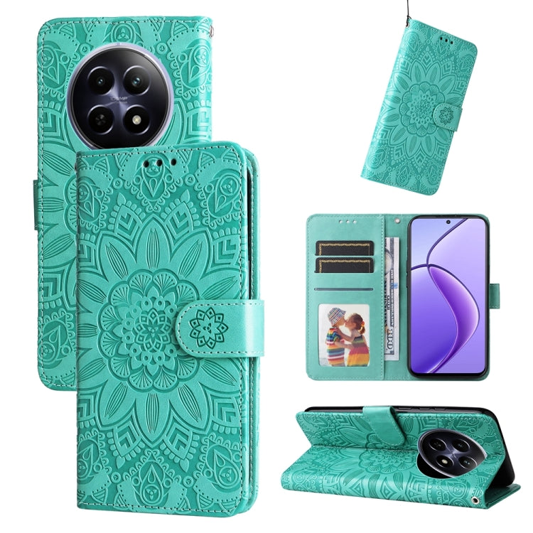 Embossed Sunflower Leather Phone Case, For Realme 14 Pro+ Global, For Realme 14 Pro Global, For Realme GT 7 Pro, For Realme 13+, For Realme 13 Pro / 13 Pro+ / P1 Pro Global, For Realme GT 6 / GT Neo6 SE, For Realme C63 / C61  / Note 60, For Realme 12 5...