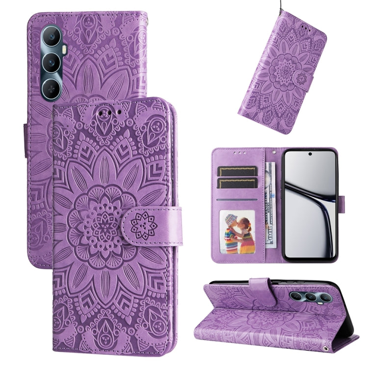 Embossed Sunflower Leather Phone Case, For Realme C65 4G, For Realme C55, For Realme GT Neo 5 5G / GT3