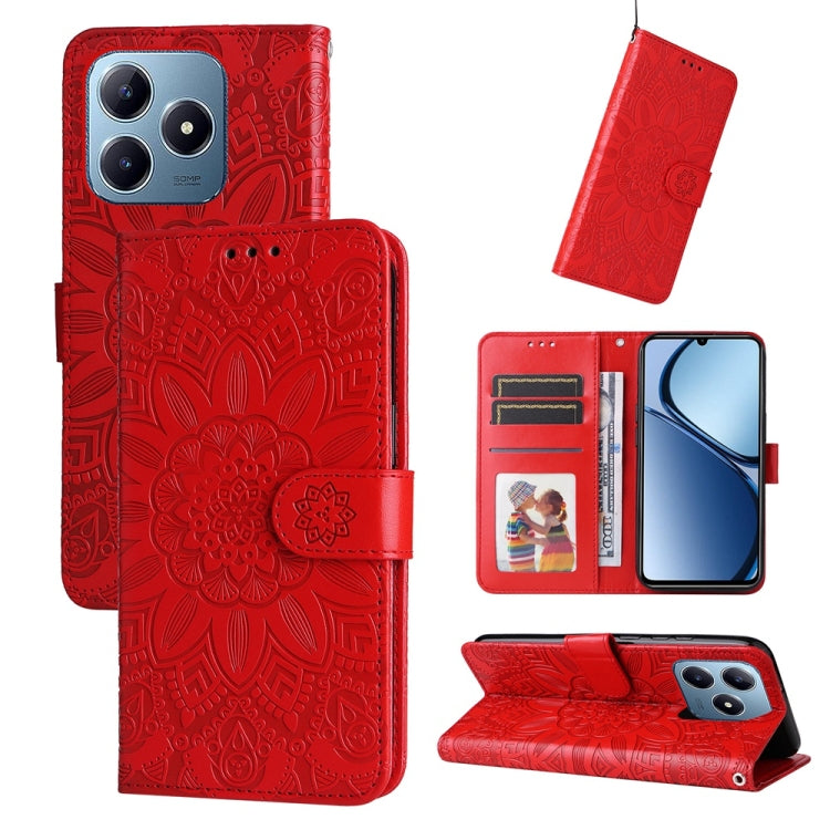 Embossed Sunflower Leather Phone Case, For Realme 14 Pro+ Global, For Realme 14 Pro Global, For Realme GT 7 Pro, For Realme 13+, For Realme 13 Pro / 13 Pro+ / P1 Pro Global, For Realme GT 6 / GT Neo6 SE, For Realme C63 / C61  / Note 60, For Realme 12 5...