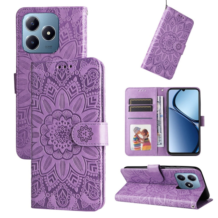 Embossed Sunflower Leather Phone Case, For Realme 14 Pro+ Global, For Realme 14 Pro Global, For Realme GT 7 Pro, For Realme 13+, For Realme 13 Pro / 13 Pro+ / P1 Pro Global, For Realme GT 6 / GT Neo6 SE, For Realme C63 / C61  / Note 60, For Realme 12 5...