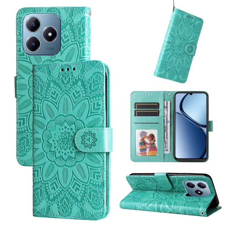 Embossed Sunflower Leather Phone Case, For Realme 14 Pro+ Global, For Realme 14 Pro Global, For Realme GT 7 Pro, For Realme 13+, For Realme 13 Pro / 13 Pro+ / P1 Pro Global, For Realme GT 6 / GT Neo6 SE, For Realme C63 / C61  / Note 60, For Realme 12 5...