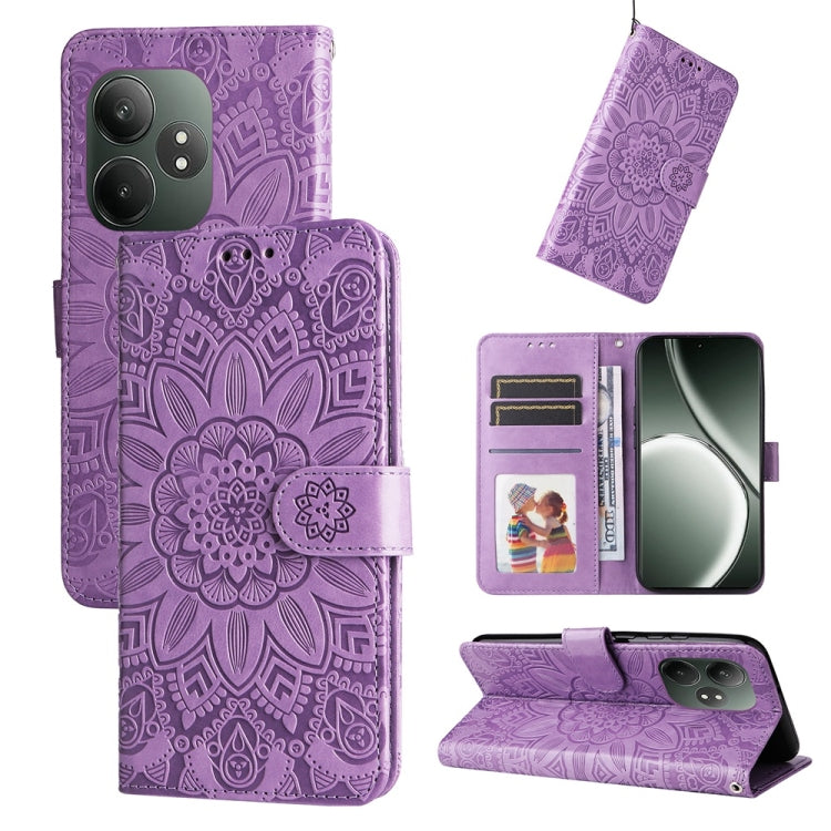 Embossed Sunflower Leather Phone Case, For Realme 14 Pro+ Global, For Realme 14 Pro Global, For Realme GT 7 Pro, For Realme 13+, For Realme 13 Pro / 13 Pro+ / P1 Pro Global, For Realme GT 6 / GT Neo6 SE, For Realme C63 / C61  / Note 60, For Realme 12 5...