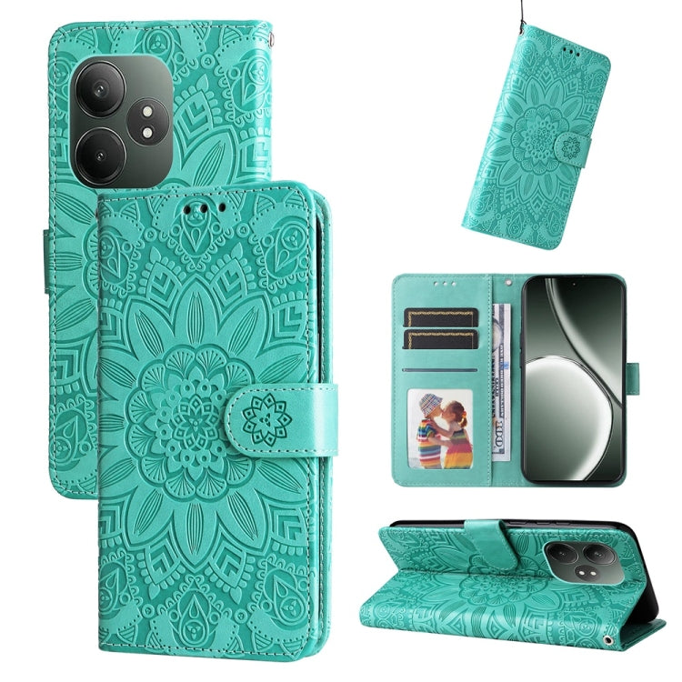 Embossed Sunflower Leather Phone Case, For Realme 14 Pro+ Global, For Realme 14 Pro Global, For Realme GT 7 Pro, For Realme 13+, For Realme 13 Pro / 13 Pro+ / P1 Pro Global, For Realme GT 6 / GT Neo6 SE, For Realme C63 / C61  / Note 60, For Realme 12 5...