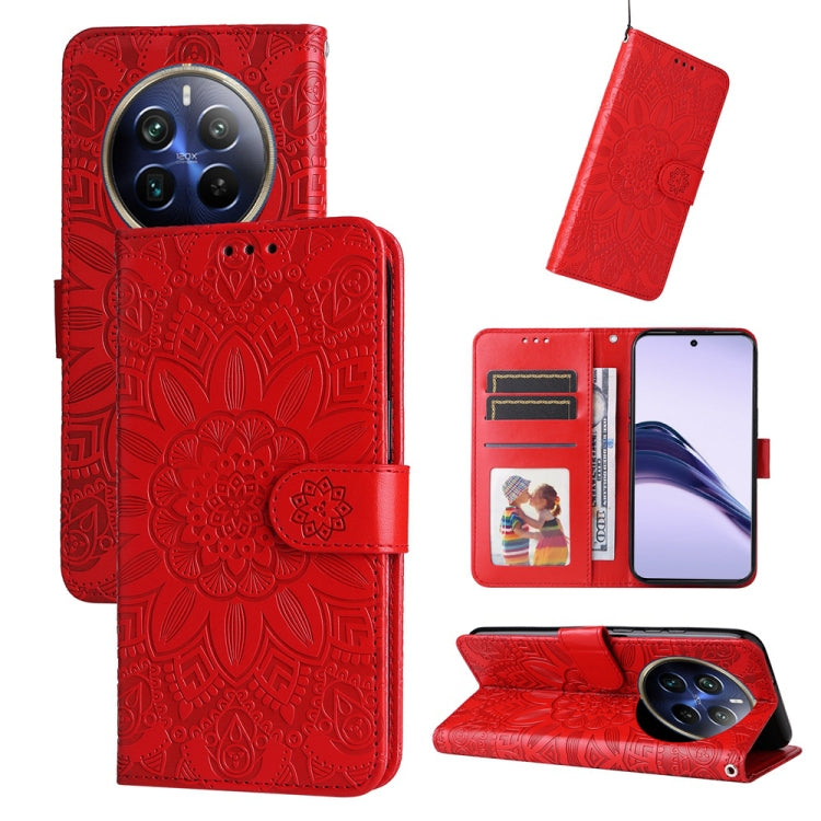 Embossed Sunflower Leather Phone Case, For Realme 14 Pro+ Global, For Realme 14 Pro Global, For Realme GT 7 Pro, For Realme 13+, For Realme 13 Pro / 13 Pro+ / P1 Pro Global, For Realme GT 6 / GT Neo6 SE, For Realme C63 / C61  / Note 60, For Realme 12 5...