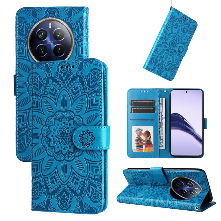Embossed Sunflower Leather Phone Case, For Realme 14 Pro+ Global, For Realme 14 Pro Global, For Realme GT 7 Pro, For Realme 13+, For Realme 13 Pro / 13 Pro+ / P1 Pro Global, For Realme GT 6 / GT Neo6 SE, For Realme C63 / C61  / Note 60, For Realme 12 5...