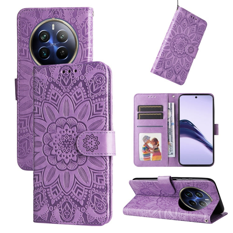 Embossed Sunflower Leather Phone Case, For Realme 14 Pro+ Global, For Realme 14 Pro Global, For Realme GT 7 Pro, For Realme 13+, For Realme 13 Pro / 13 Pro+ / P1 Pro Global, For Realme GT 6 / GT Neo6 SE, For Realme C63 / C61  / Note 60, For Realme 12 5...