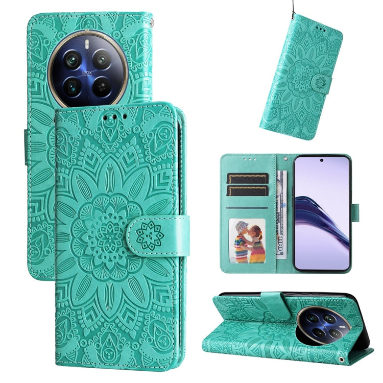 Embossed Sunflower Leather Phone Case, For Realme 14 Pro+ Global, For Realme 14 Pro Global, For Realme GT 7 Pro, For Realme 13+, For Realme 13 Pro / 13 Pro+ / P1 Pro Global, For Realme GT 6 / GT Neo6 SE, For Realme C63 / C61  / Note 60, For Realme 12 5...