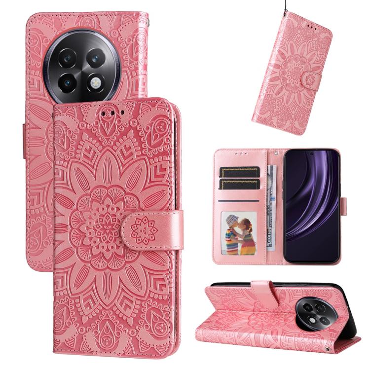 Embossed Sunflower Leather Phone Case, For Realme 14 Pro+ Global, For Realme 14 Pro Global, For Realme GT 7 Pro, For Realme 13+, For Realme 13 Pro / 13 Pro+ / P1 Pro Global, For Realme GT 6 / GT Neo6 SE, For Realme C63 / C61  / Note 60, For Realme 12 5...