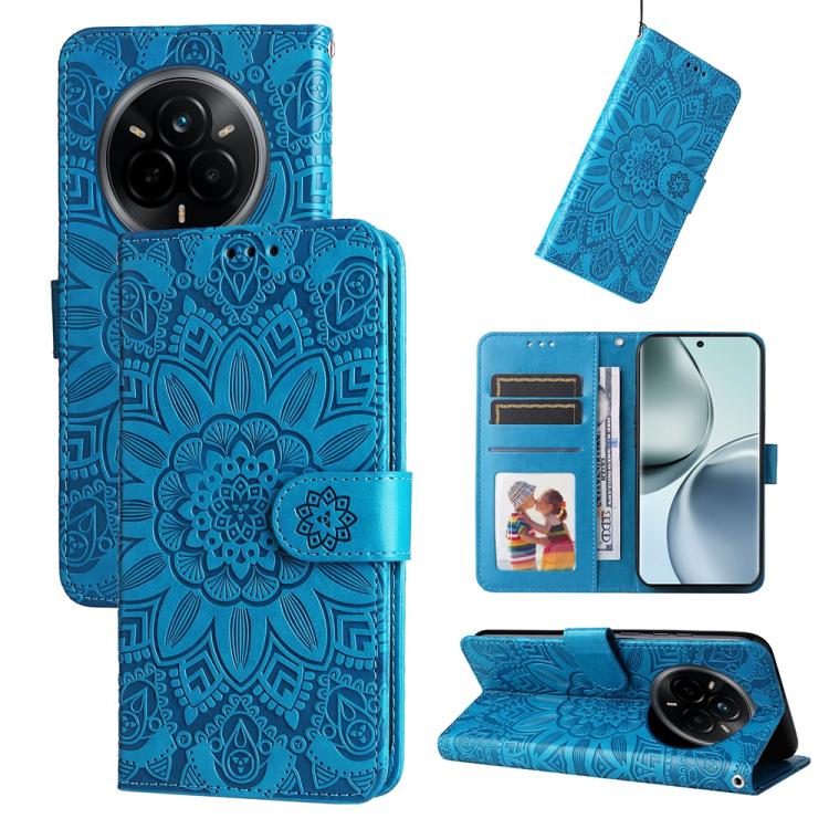 Embossed Sunflower Leather Phone Case, For Realme 14 Pro+ Global, For Realme 14 Pro Global, For Realme GT 7 Pro, For Realme 13+, For Realme 13 Pro / 13 Pro+ / P1 Pro Global, For Realme GT 6 / GT Neo6 SE, For Realme C63 / C61  / Note 60, For Realme 12 5...