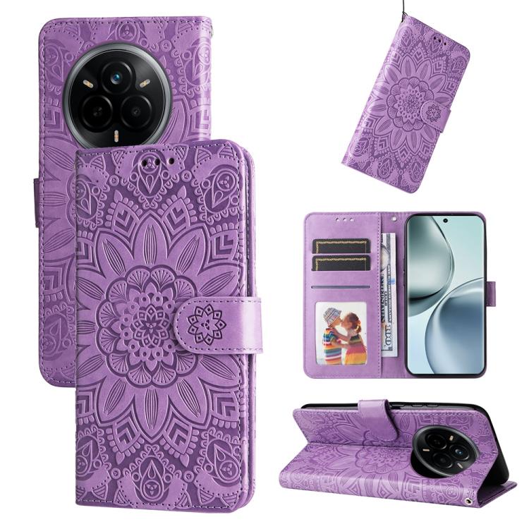 Embossed Sunflower Leather Phone Case, For Realme 14 Pro+ Global, For Realme 14 Pro Global, For Realme GT 7 Pro, For Realme 13+, For Realme 13 Pro / 13 Pro+ / P1 Pro Global, For Realme GT 6 / GT Neo6 SE, For Realme C63 / C61  / Note 60, For Realme 12 5...