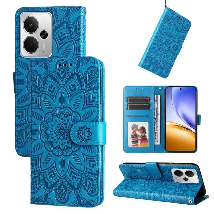 Embossed Sunflower Leather Phone Case, For Realme 15x 5G India / Realme C85 5G, For Realme C85 Pro 4G, For Realme 15T 5G, For Realme Narzo 80 Lite 4G / C71 India, For Realme 15 5G / Realme 15 Pro 5G, For Realme C71 4G / C75 4G / 5G / 14x               ...