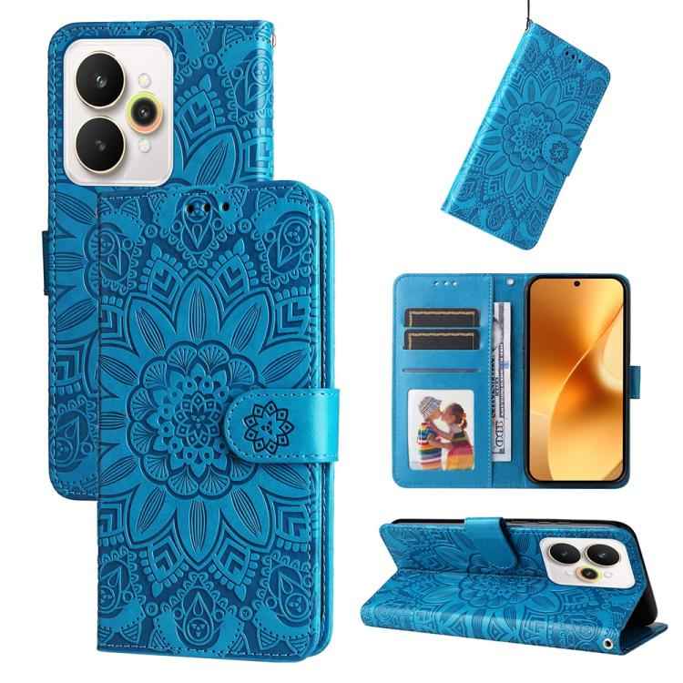 Embossed Sunflower Leather Phone Case, For Realme 15x 5G India / Realme C85 5G, For Realme C85 Pro 4G, For Realme 15T 5G, For Realme Narzo 80 Lite 4G / C71 India, For Realme 15 5G / Realme 15 Pro 5G, For Realme C71 4G / C75 4G / 5G / 14x               ...