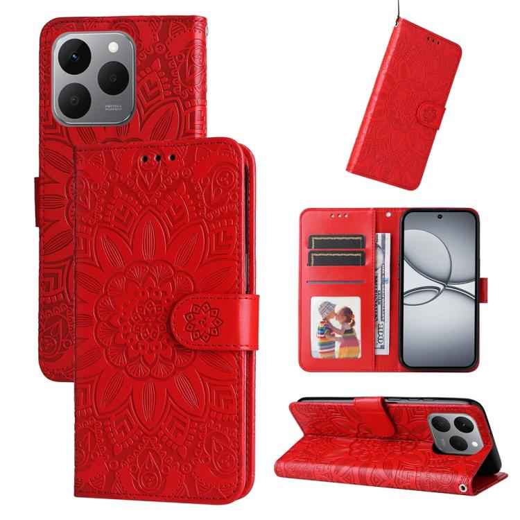 Embossed Sunflower Leather Phone Case, For Realme 15x 5G India / Realme C85 5G, For Realme C85 Pro 4G, For Realme 15T 5G, For Realme Narzo 80 Lite 4G / C71 India, For Realme 15 5G / Realme 15 Pro 5G, For Realme C71 4G / C75 4G / 5G / 14x               ...