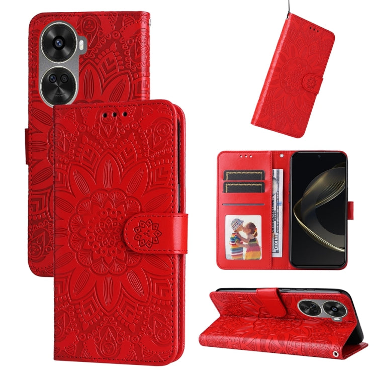 Embossed Sunflower Leather Phone Case, For Huawei nova 13 Pro, For Huawei nova 13 / nova 12, For Huawei Enjoy 70 Pro, For Huawei Enjoy 70, For Huawei nova 11 SE, For Huawei nova 12 Pro, For Huawei Mate 60, For Huawei Mate 60 Pro, For Huawei nova 11 Pro