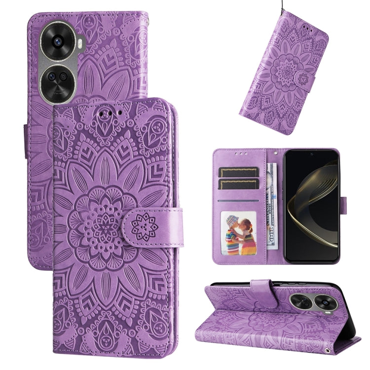 Embossed Sunflower Leather Phone Case, For Huawei nova 13 Pro, For Huawei nova 13 / nova 12, For Huawei Enjoy 70 Pro, For Huawei Enjoy 70, For Huawei nova 11 SE, For Huawei nova 12 Pro, For Huawei Mate 60, For Huawei Mate 60 Pro, For Huawei nova 11 Pro