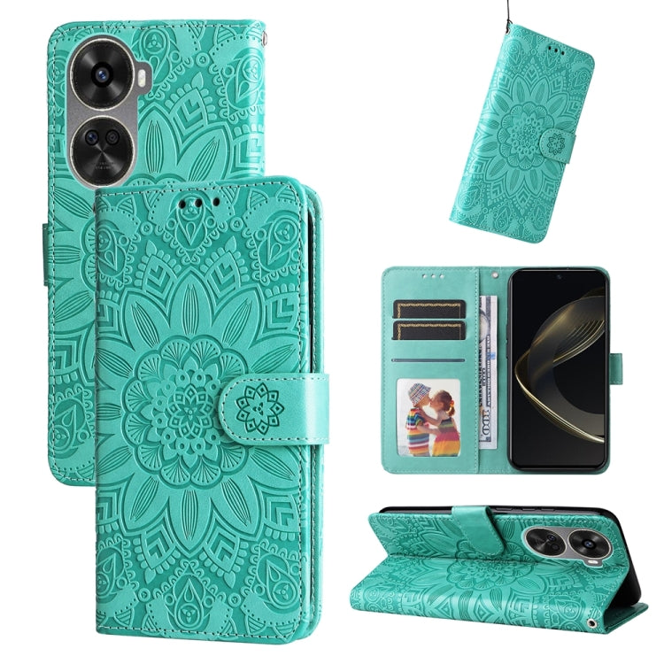Embossed Sunflower Leather Phone Case, For Huawei nova 13 Pro, For Huawei nova 13 / nova 12, For Huawei Enjoy 70 Pro, For Huawei Enjoy 70, For Huawei nova 11 SE, For Huawei nova 12 Pro, For Huawei Mate 60, For Huawei Mate 60 Pro, For Huawei nova 11 Pro