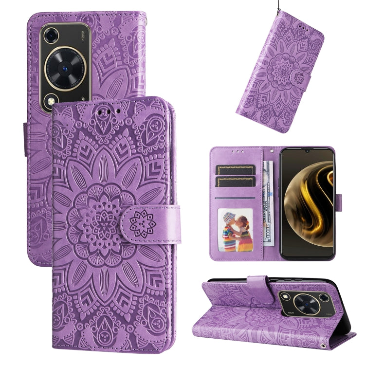 Embossed Sunflower Leather Phone Case, For Huawei Enjoy 80, For Huawei nova 13 Pro, For Huawei nova 13 / nova 12, For Huawei Enjoy 70 Pro, For Huawei Enjoy 70, For Huawei nova 11 SE, For Huawei nova 12 Pro, For Huawei Mate 60, For Huawei Mate 60 Pro