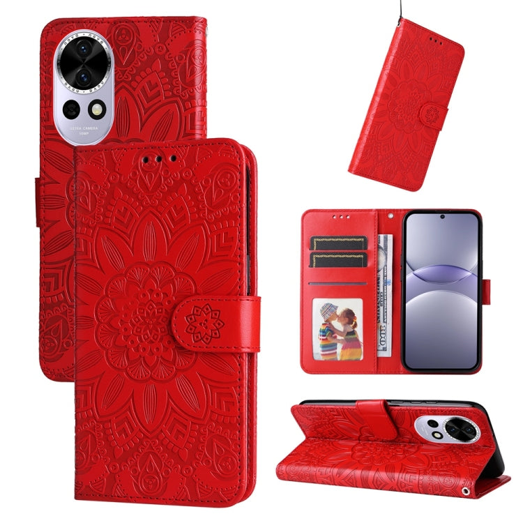 Embossed Sunflower Leather Phone Case, For Huawei Enjoy 80, For Huawei nova 13 Pro, For Huawei nova 13 / nova 12, For Huawei Enjoy 70 Pro, For Huawei Enjoy 70, For Huawei nova 11 SE, For Huawei nova 12 Pro, For Huawei Mate 60, For Huawei Mate 60 Pro
