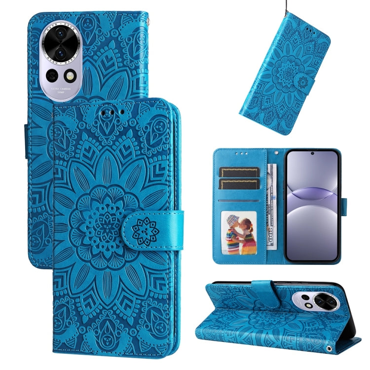 Embossed Sunflower Leather Phone Case, For Huawei Enjoy 80, For Huawei nova 13 Pro, For Huawei nova 13 / nova 12, For Huawei Enjoy 70 Pro, For Huawei Enjoy 70, For Huawei nova 11 SE, For Huawei nova 12 Pro, For Huawei Mate 60, For Huawei Mate 60 Pro