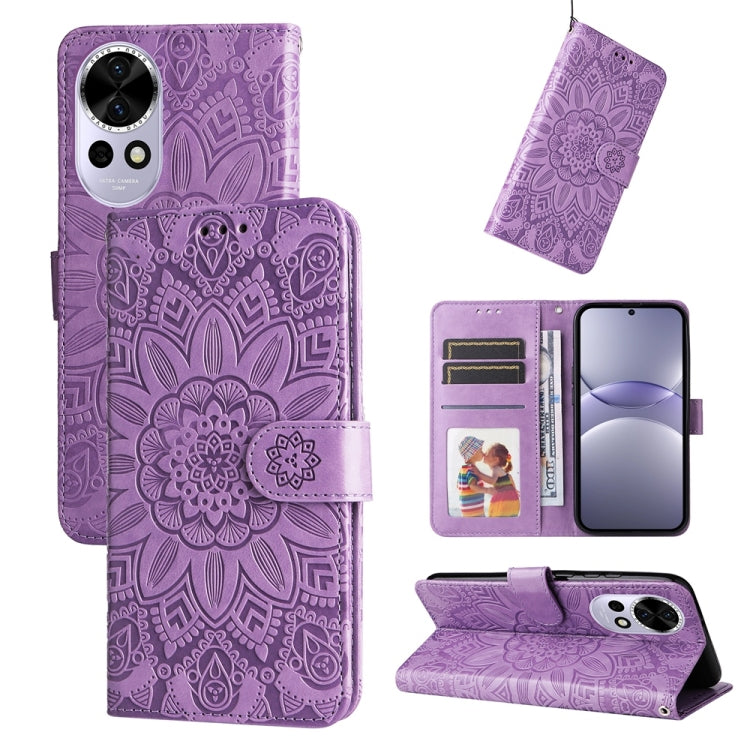 Embossed Sunflower Leather Phone Case, For Huawei Enjoy 80, For Huawei nova 13 Pro, For Huawei nova 13 / nova 12, For Huawei Enjoy 70 Pro, For Huawei Enjoy 70, For Huawei nova 11 SE, For Huawei nova 12 Pro, For Huawei Mate 60, For Huawei Mate 60 Pro