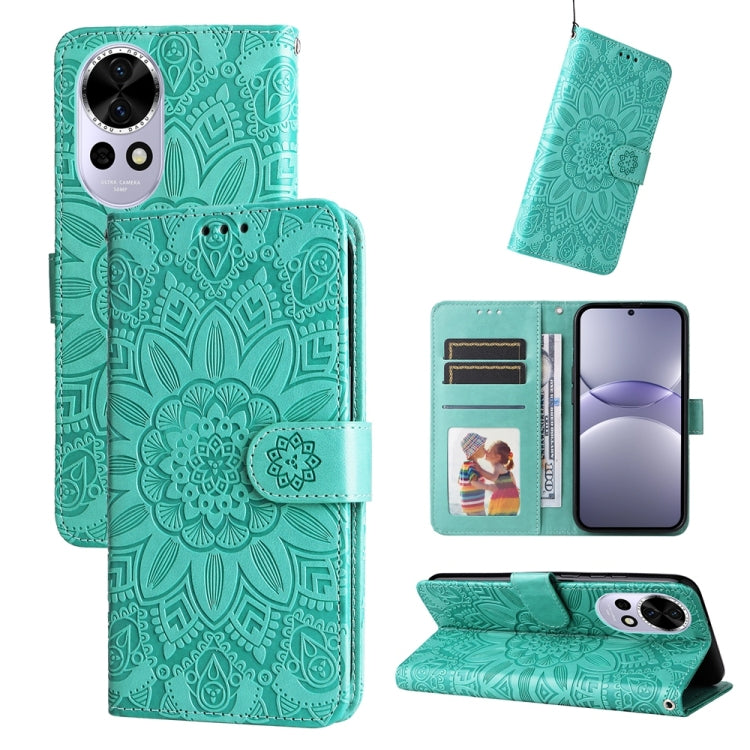 Embossed Sunflower Leather Phone Case, For Huawei Enjoy 80, For Huawei nova 13 Pro, For Huawei nova 13 / nova 12, For Huawei Enjoy 70 Pro, For Huawei Enjoy 70, For Huawei nova 11 SE, For Huawei nova 12 Pro, For Huawei Mate 60, For Huawei Mate 60 Pro