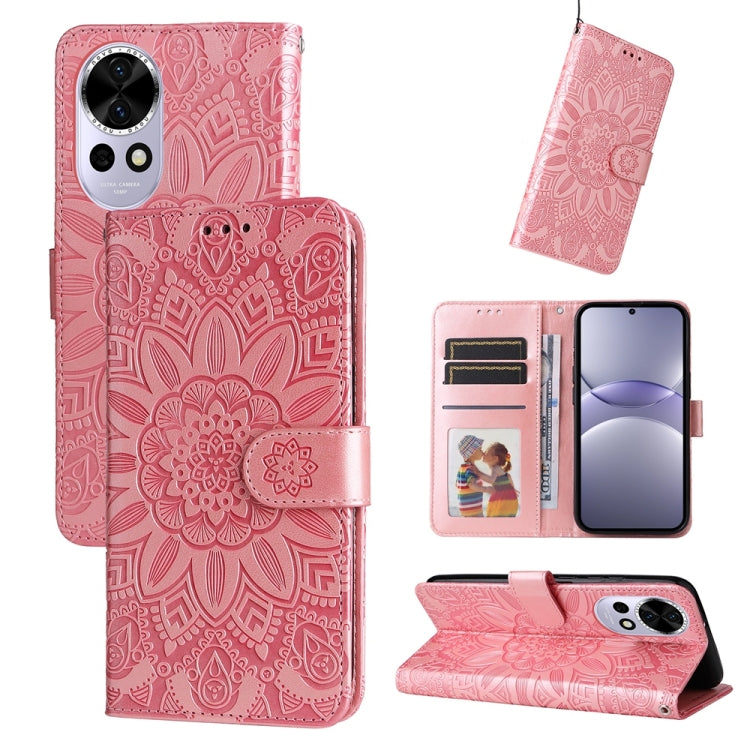 Embossed Sunflower Leather Phone Case, For Huawei Enjoy 80, For Huawei nova 13 Pro, For Huawei nova 13 / nova 12, For Huawei Enjoy 70 Pro, For Huawei Enjoy 70, For Huawei nova 11 SE, For Huawei nova 12 Pro, For Huawei Mate 60, For Huawei Mate 60 Pro