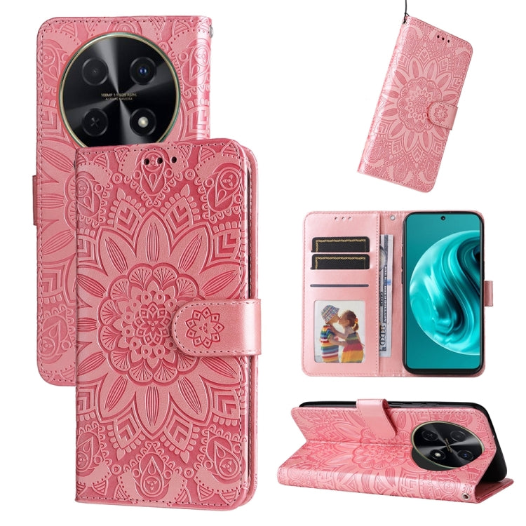 Embossed Sunflower Leather Phone Case, For Huawei Enjoy 80, For Huawei nova 13 Pro, For Huawei nova 13 / nova 12, For Huawei Enjoy 70 Pro, For Huawei Enjoy 70, For Huawei nova 11 SE, For Huawei nova 12 Pro, For Huawei Mate 60, For Huawei Mate 60 Pro