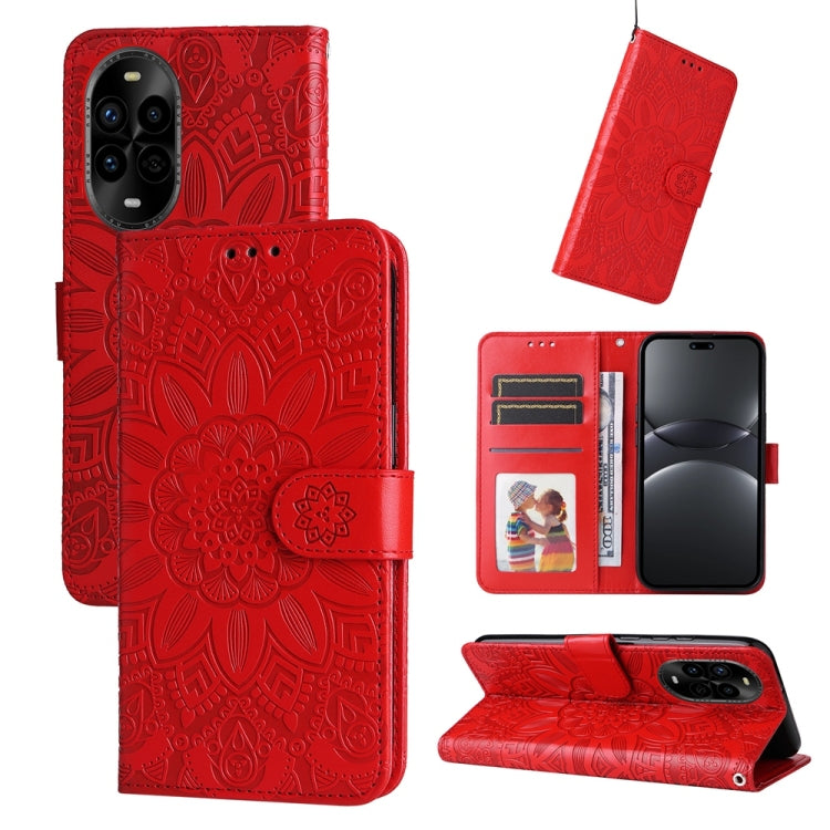 Embossed Sunflower Leather Phone Case, For Huawei Enjoy 80, For Huawei nova 13 Pro, For Huawei nova 13 / nova 12, For Huawei Enjoy 70 Pro, For Huawei Enjoy 70, For Huawei nova 11 SE, For Huawei nova 12 Pro, For Huawei Mate 60, For Huawei Mate 60 Pro