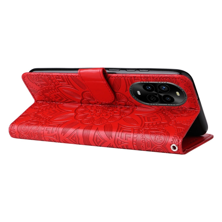 Embossed Sunflower Leather Phone Case, For Huawei nova 13 Pro, For Huawei nova 13 / nova 12, For Huawei Enjoy 70 Pro, For Huawei Enjoy 70, For Huawei nova 11 SE, For Huawei nova 12 Pro, For Huawei Mate 60, For Huawei Mate 60 Pro, For Huawei nova 11 Pro