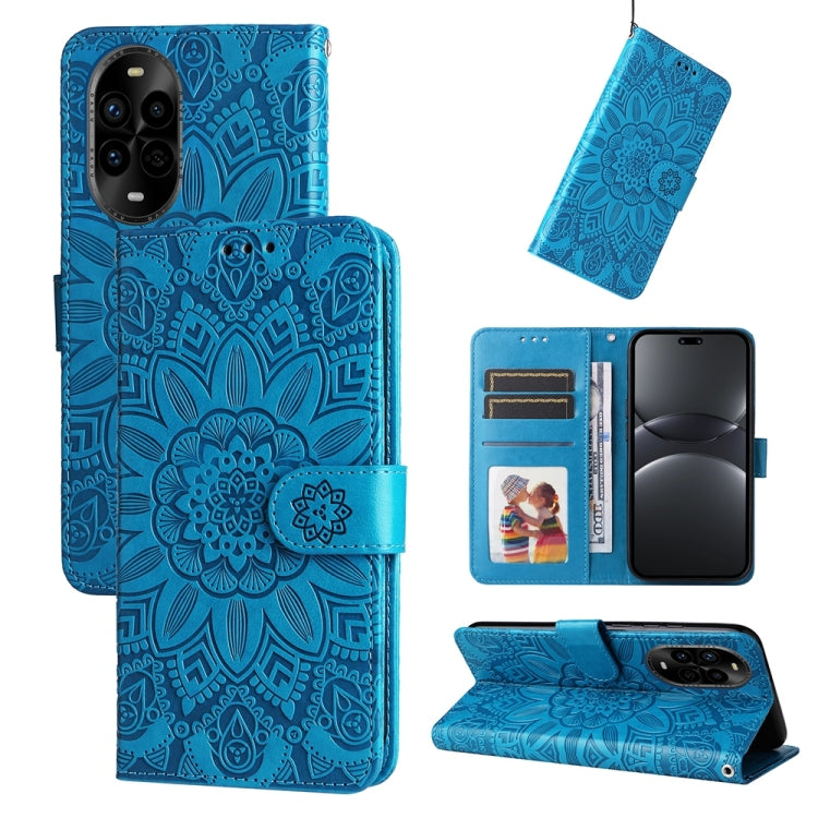 Embossed Sunflower Leather Phone Case, For Huawei Enjoy 80, For Huawei nova 13 Pro, For Huawei nova 13 / nova 12, For Huawei Enjoy 70 Pro, For Huawei Enjoy 70, For Huawei nova 11 SE, For Huawei nova 12 Pro, For Huawei Mate 60, For Huawei Mate 60 Pro