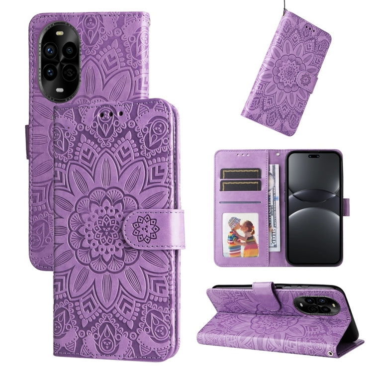 Embossed Sunflower Leather Phone Case, For Huawei Enjoy 80, For Huawei nova 13 Pro, For Huawei nova 13 / nova 12, For Huawei Enjoy 70 Pro, For Huawei Enjoy 70, For Huawei nova 11 SE, For Huawei nova 12 Pro, For Huawei Mate 60, For Huawei Mate 60 Pro