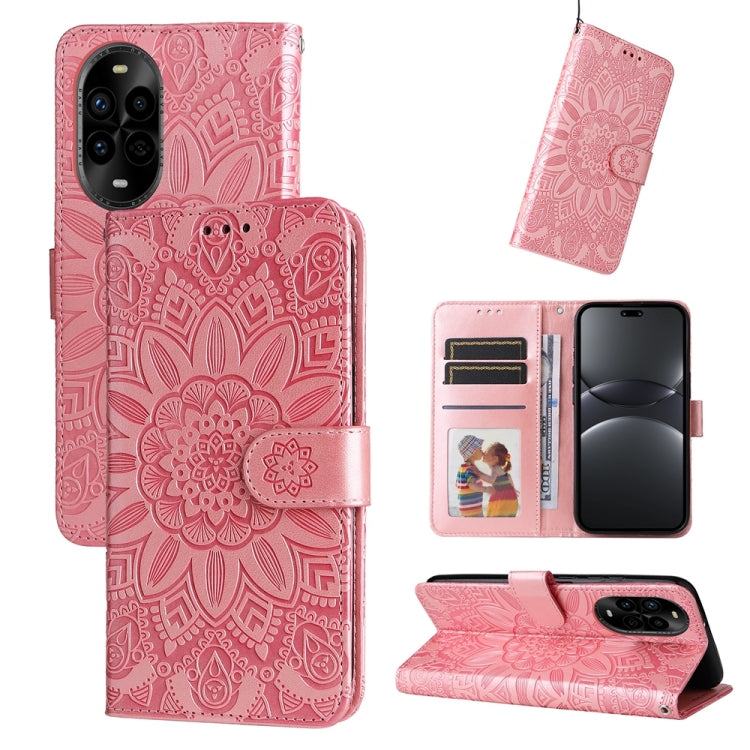Embossed Sunflower Leather Phone Case, For Huawei Enjoy 80, For Huawei nova 13 Pro, For Huawei nova 13 / nova 12, For Huawei Enjoy 70 Pro, For Huawei Enjoy 70, For Huawei nova 11 SE, For Huawei nova 12 Pro, For Huawei Mate 60, For Huawei Mate 60 Pro