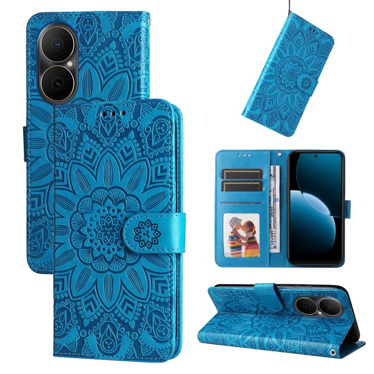 Embossed Sunflower Leather Phone Case, For Huawei Enjoy 80, For Huawei nova 13 Pro, For Huawei nova 13 / nova 12, For Huawei Enjoy 70 Pro, For Huawei Enjoy 70, For Huawei nova 11 SE, For Huawei nova 12 Pro, For Huawei Mate 60, For Huawei Mate 60 Pro