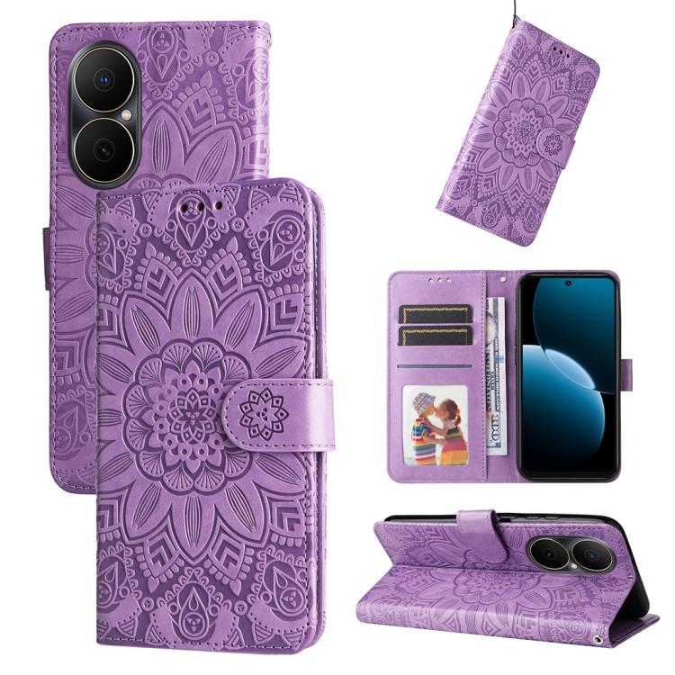 Embossed Sunflower Leather Phone Case, For Huawei Enjoy 80, For Huawei nova 13 Pro, For Huawei nova 13 / nova 12, For Huawei Enjoy 70 Pro, For Huawei Enjoy 70, For Huawei nova 11 SE, For Huawei nova 12 Pro, For Huawei Mate 60, For Huawei Mate 60 Pro